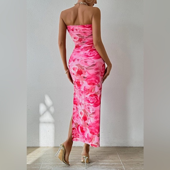 Summer Maxi Bodycon 
Strapless Tube Top Printed Long Party Club Slit Dress
8069 - Picture 3 of 7